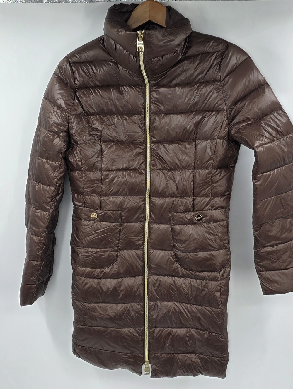 Herno Maria Goose Down Medium Fill Brown Full Zip Women's Jacket Size 40